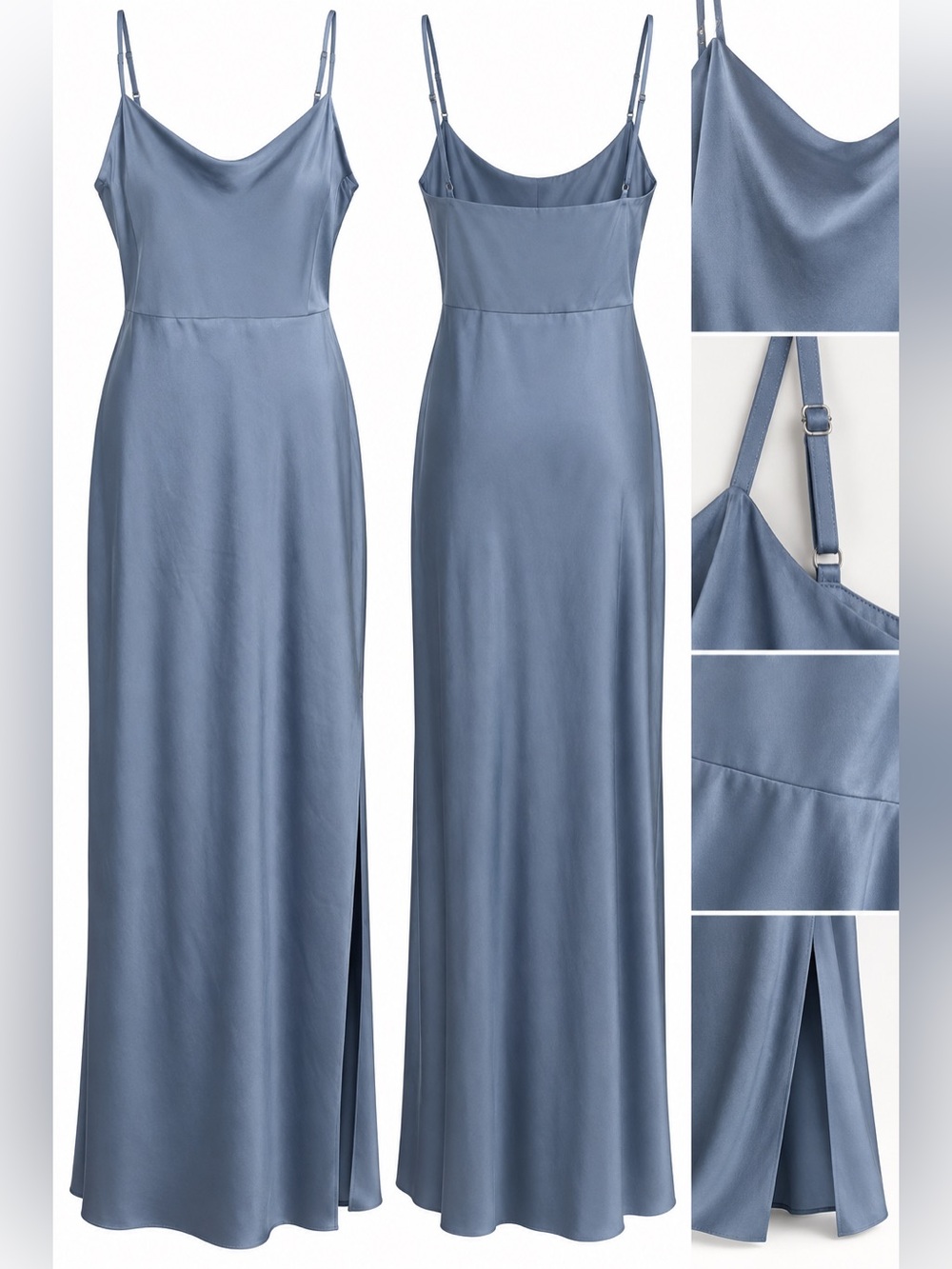Vince Blue Gray Silk-Feel Maxi Slip Dress | Size 12